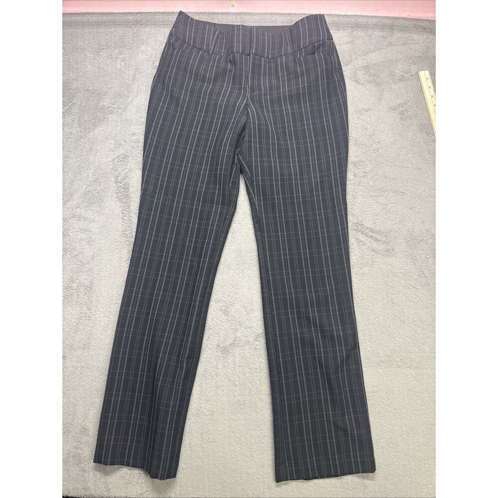 Apt. 9 Women’s Black Plaid Stretch Knit Flat Front Long Dress Pants 31.5” Inseam